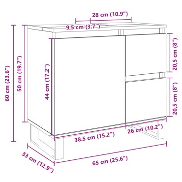 vidaXL Ντουλάπι Μπάνιου Sonoma Δρυς 65x33x60cm Επεξεργασμένο Ξύλο