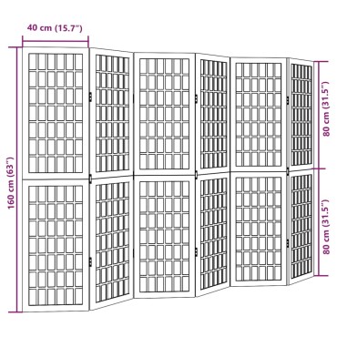 vidaXL Διαχωριστικό Χώρου με 6 Πάνελ Μαύρο από Μασίφ Ξύλο Παυλώνιας 1 τεμ.