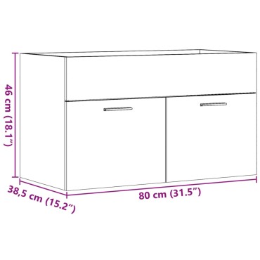 vidaXL Ντουλάπι Νιπτήρα Sonoma Δρυς 80x38,5x46cm από Επεξ. Ξύλο 1 τεμ.