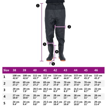 vidaXL Waist Waders με μπότες Μαύρο μέγεθος 38