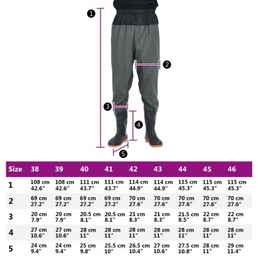 vidaXL Waist Waders με μπότες σκούρο πράσινο μέγεθος 45