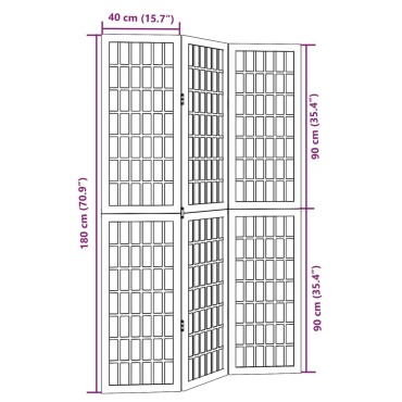 vidaXL Διαχωριστικό Χώρου με 3 Πάνελ Μαύρο από Μασίφ Ξύλο Παυλώνιας 1 τεμ.
