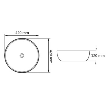 vidaXL Νιπτήρας Στρογγυλός Μαύρος 42x12 εκ. Κεραμικός