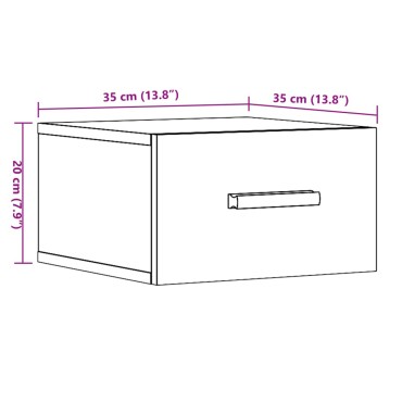 vidaXL Κομοδίνο Επιτοίχιο Αρτισιανή Δρυς 35x35x20cm 1 τεμ.