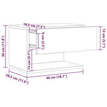 vidaXL Κομοδίνο Επιτοίχιο Όψη Παλαιού Ξύλου 46x29,5x30cm 1 τεμ.