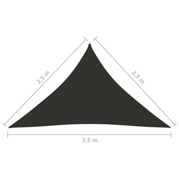 vidaXL Πανί Σκίασης Τρίγωνο Ανθρακκί 2,5x2,5x3,5 μ. από Ύφασμα Oxford