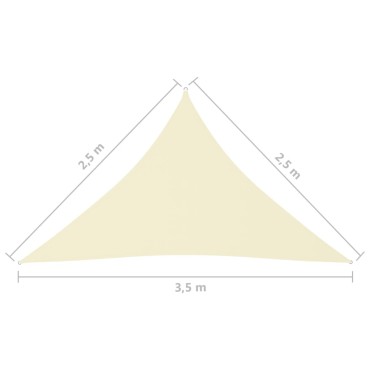 vidaXL Πανί Σκίασης Τρίγωνο Κρεμ 2,5 x 2,5 x 3,5 μ. από Ύφασμα Oxford