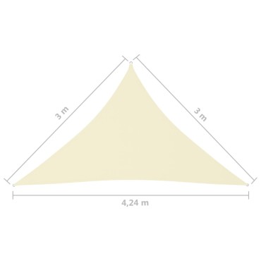 vidaXL Πανί Σκίασης Τρίγωνο Κρεμ 3 x 3 x 4,24 μ. από Ύφασμα Oxford