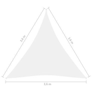 vidaXL Πανί Σκίασης Τρίγωνο Λευκό 3,6 x 3,6 x 3,6 μ. Ύφασμα Oxford