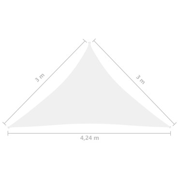 vidaXL Πανί Σκίασης Τρίγωνο Λευκό 3 x 3 x 4,24 μ. από Ύφασμα Oxford