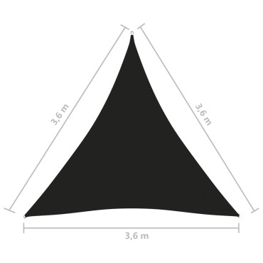 vidaXL Πανί Σκίασης Τρίγωνο Μαύρο 3,6 x 3,6 x 3,6 μ. Ύφασμα Oxford