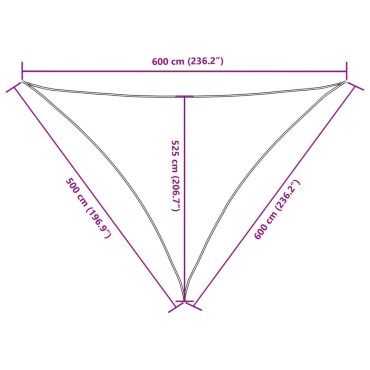 vidaXL Πανί Σκίασης Τρίγωνο Καφέ 5 x 6 x 6 μ. από Ύφασμα Oxford