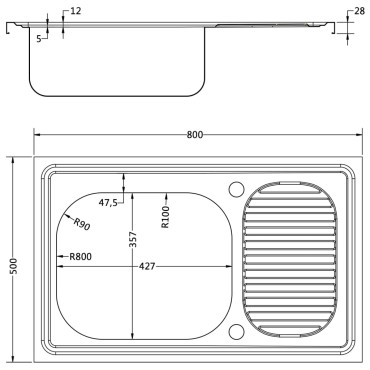 vidaXL Νεροχύτης + Ποδιά Σετ Ασημί 800x600x155 χιλ. Ανοξείδωτο Ατσάλι