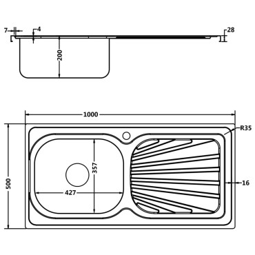 vidaXL Νεροχύτης + Ποδιά Σετ Ασημί 1000x500x155 χιλ. Ανοξείδ. Ατσάλι